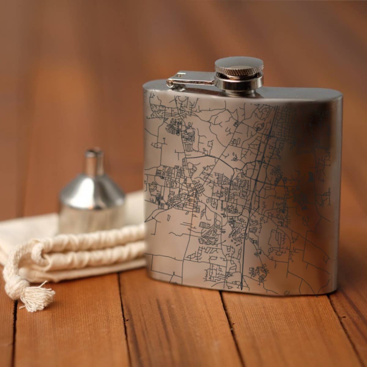 Franklin TN Map Hip Flask