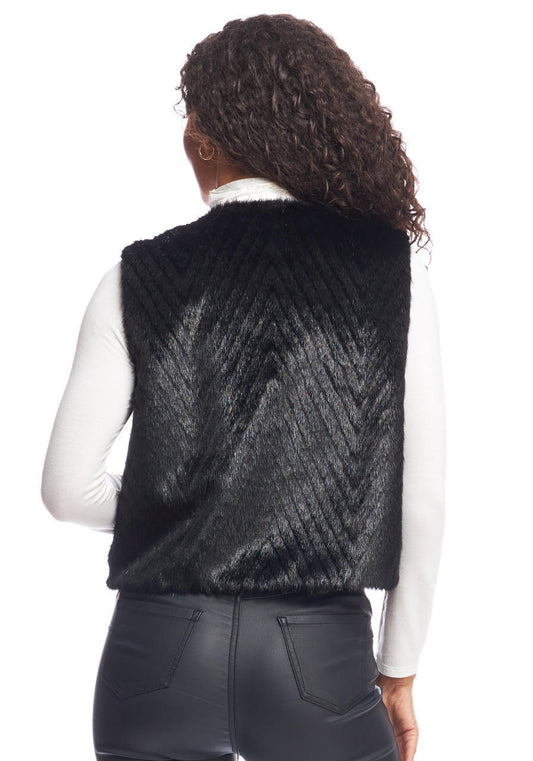 Fur Zip Vest Black