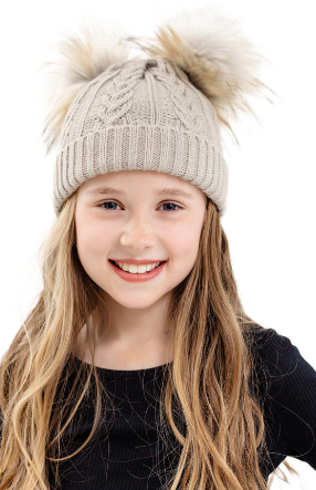 Kid Cable Knit Beanie (Black or Oatmeal)
