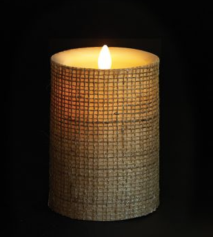 Burlap Moving Flame Candle