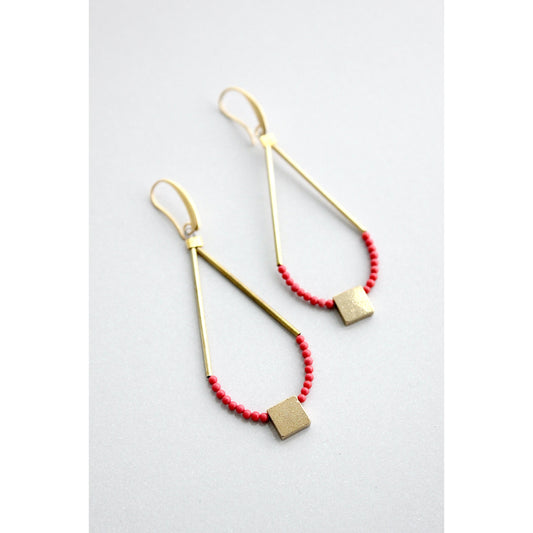 Red and brass earrings