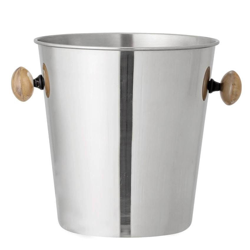 2.5 Quart Stainless Steel Ice Bucket with Horn Handles - Nickel Finish