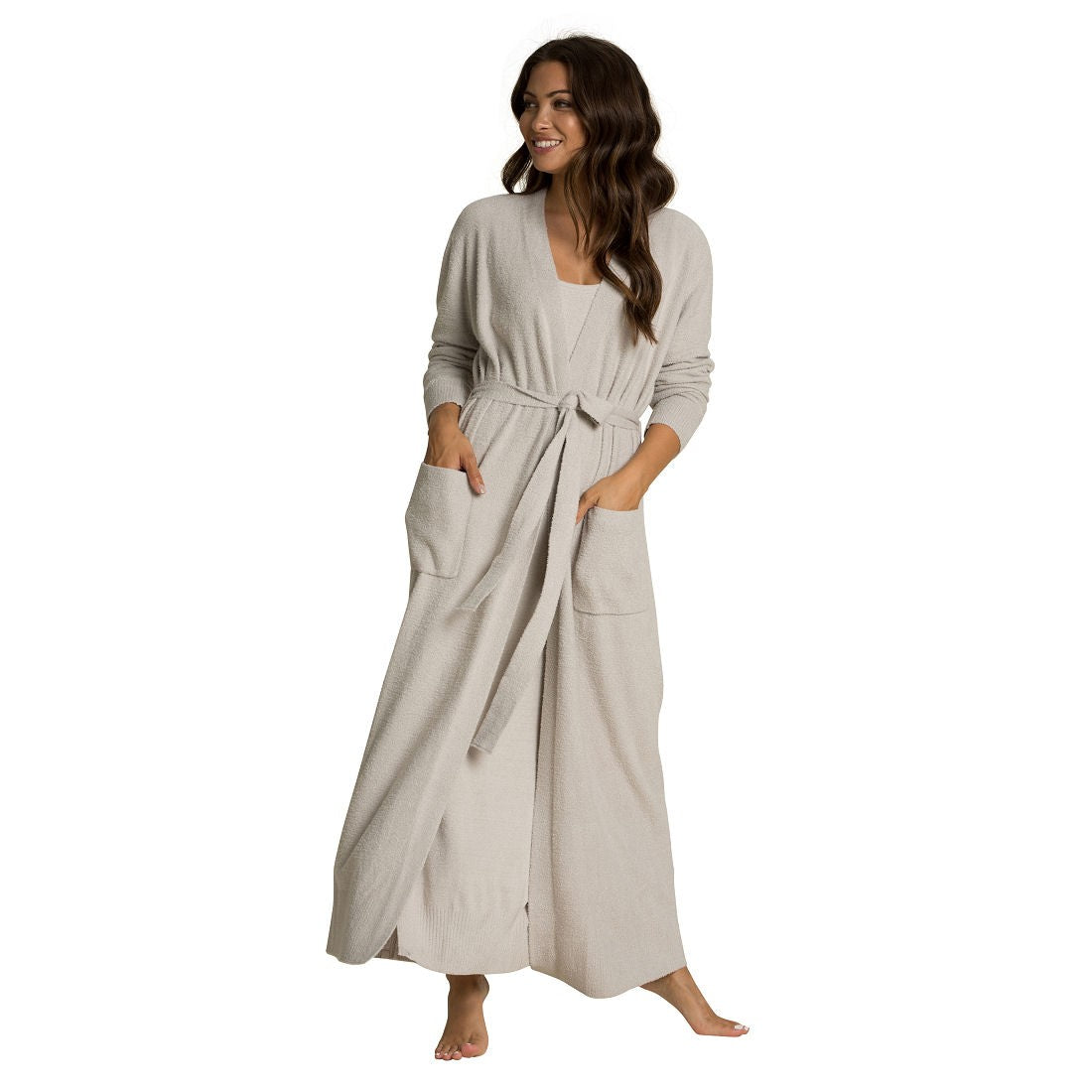 CozyChic Lite Women's Long Robe - Silver